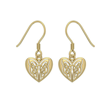 Eternal Heart Celtic Knots Solid Gold Earrings GTE2935 - Jewelry